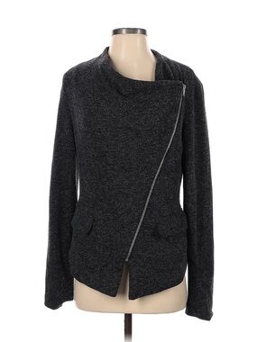 Cartonnier Charcoal Asymmetrical Zip Cardigan Sweater